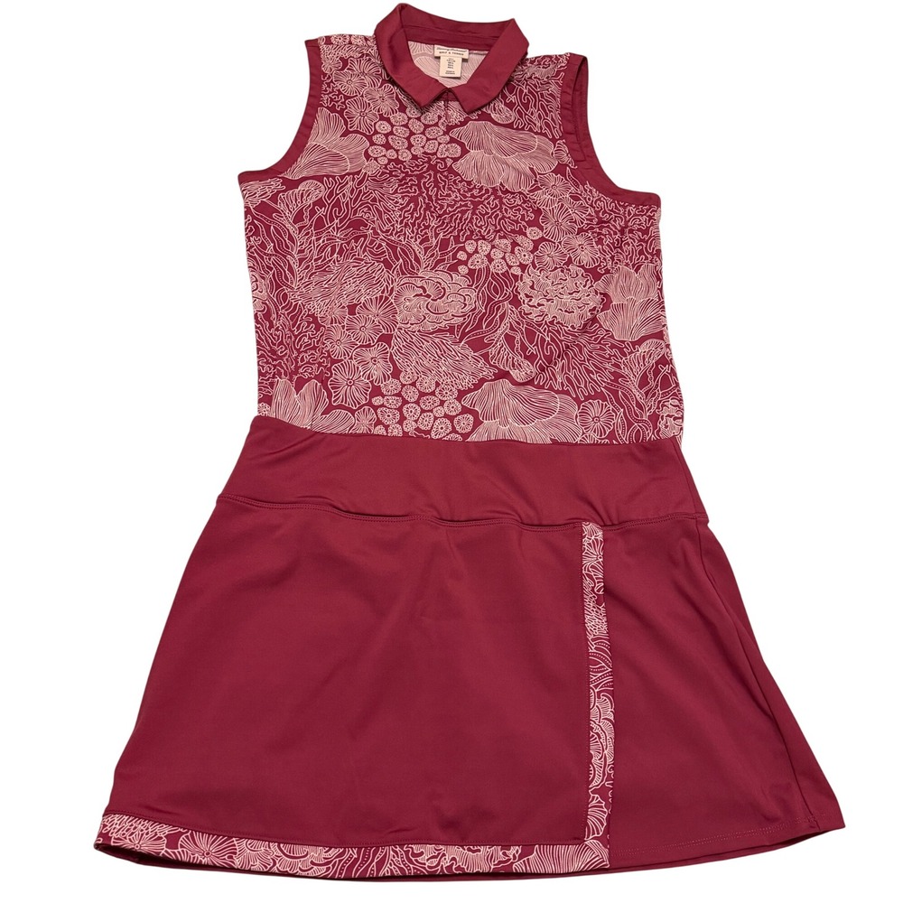 Tommy Bahama Golf & Leisure Sleeveless Polo Top and Skort Set Red Floral Large